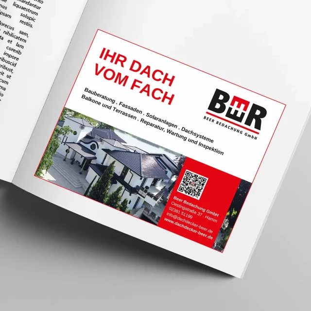 Print-Anzeige Referenz BEER Bedachung GmbH – Dachdecker